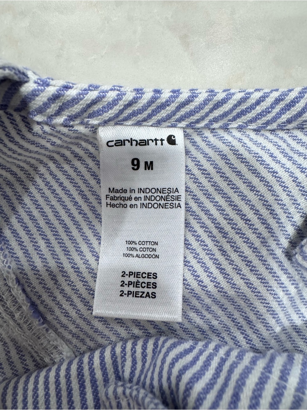 Carhartt Purple & White Striped Baby Short Overalls - Picture 3 of 4